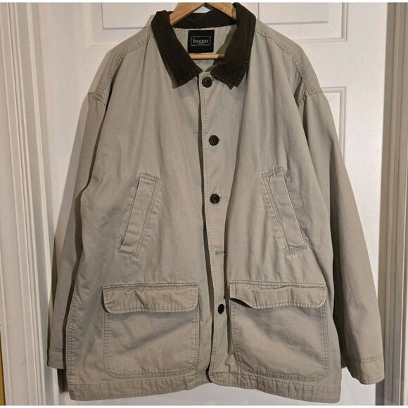 Haggar Cotton Flannel Lined Work Jacket Corduroy 3X Mens Chore Workwear Khaki - Picture 1 of 11